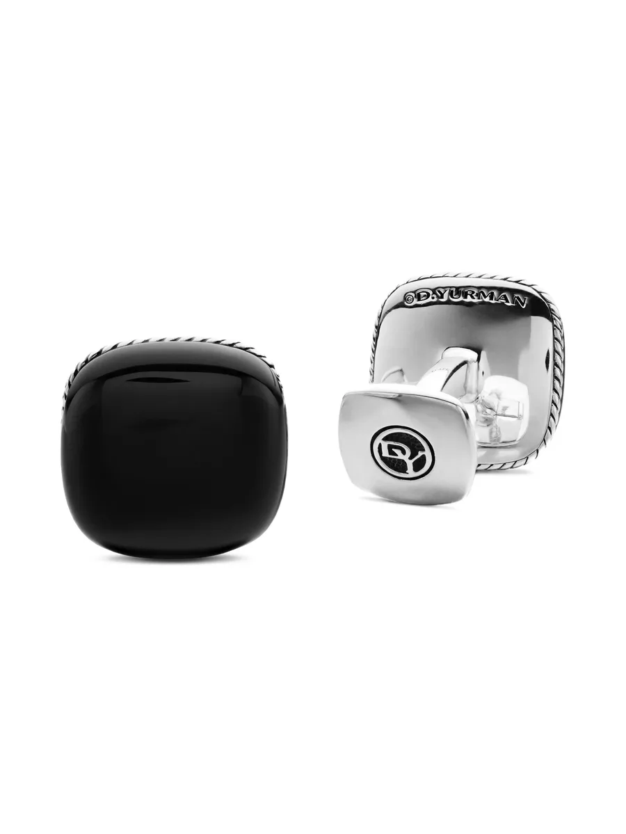 серебряные запонки Streamline Cushion с ониксом (17 мм) 7