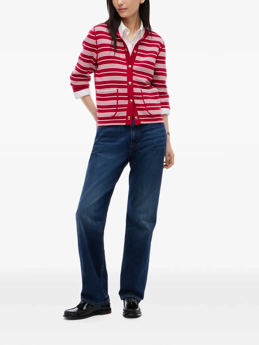 reversible horizontal-stripe cardigan 2