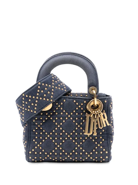 маленькая сумка-сэтчел Cannage Studded Supple Lady Dior (2017 год)