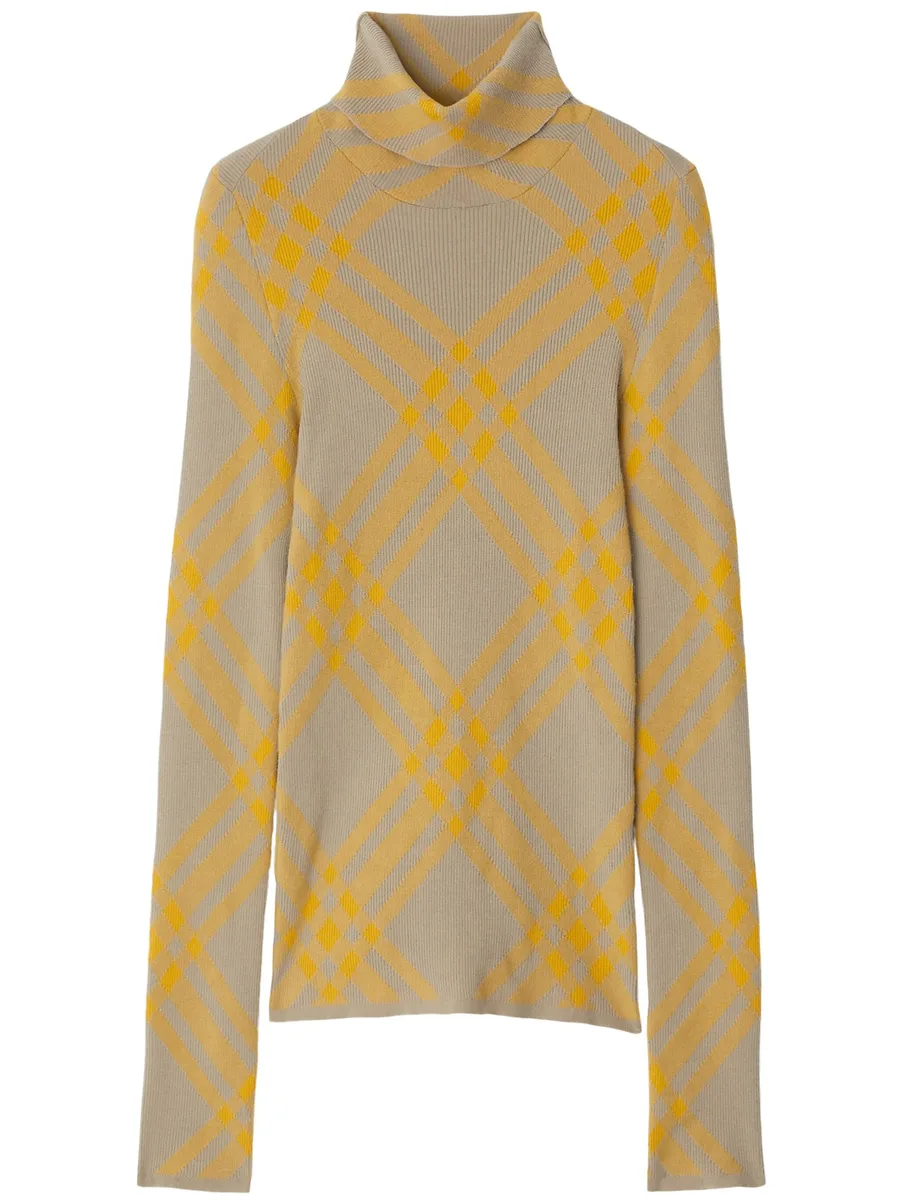 checked wool-blend jumper 1