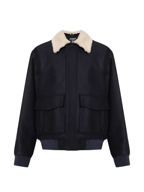 shearling-collar bomber jacket