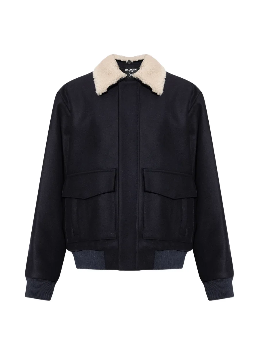 shearling-collar bomber jacket 1