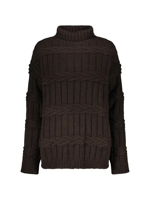 cable-knit roll-neck sweater