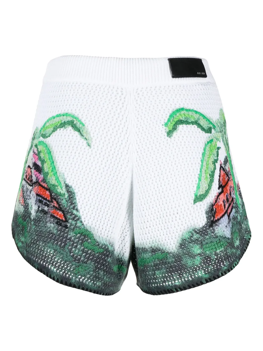 graphic-print crochet-knit shorts 3