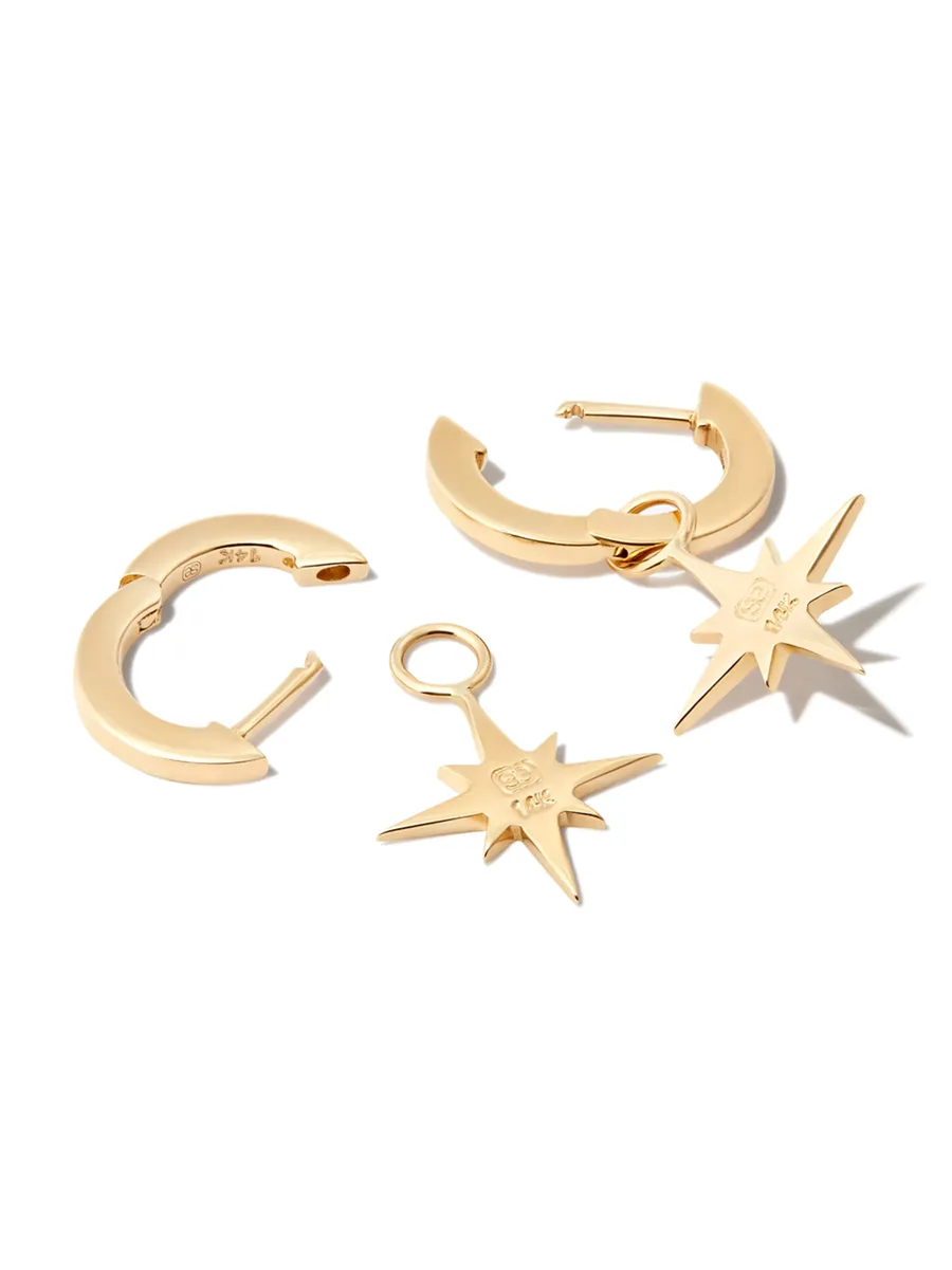 серьги-кольца Starburst из желтого золота с бриллиантами 5