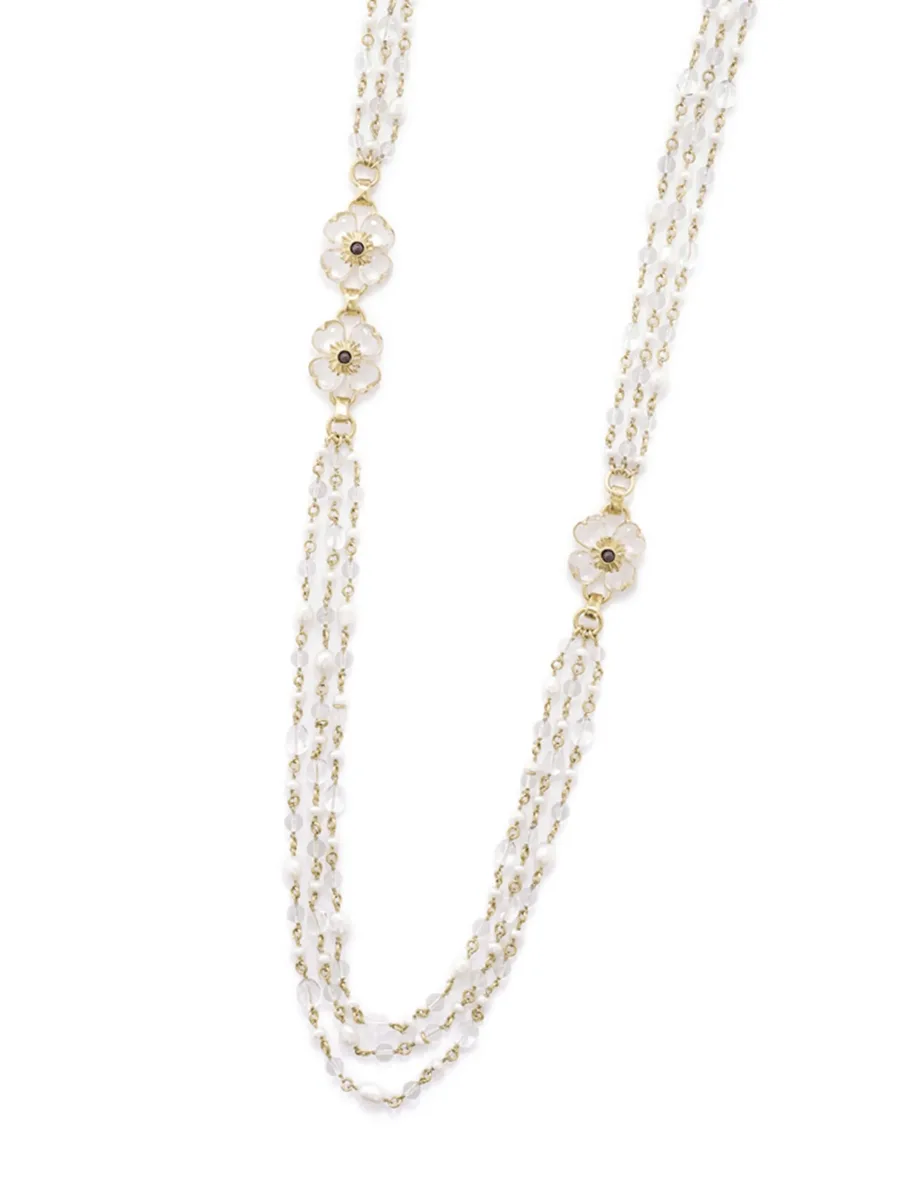 Trefle long necklace 3 rows 3