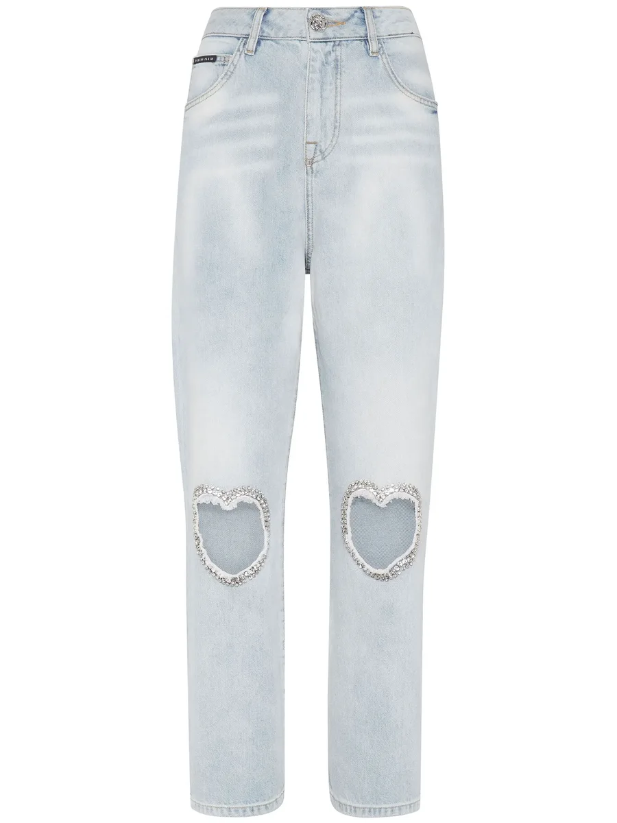 heart-patch straight jeans 1