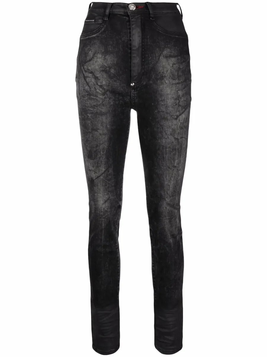 stonewashed super high-waisted jeggings 2