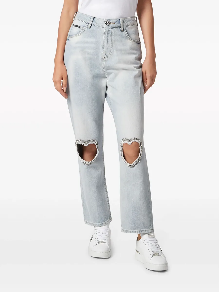 heart-patch straight jeans 6