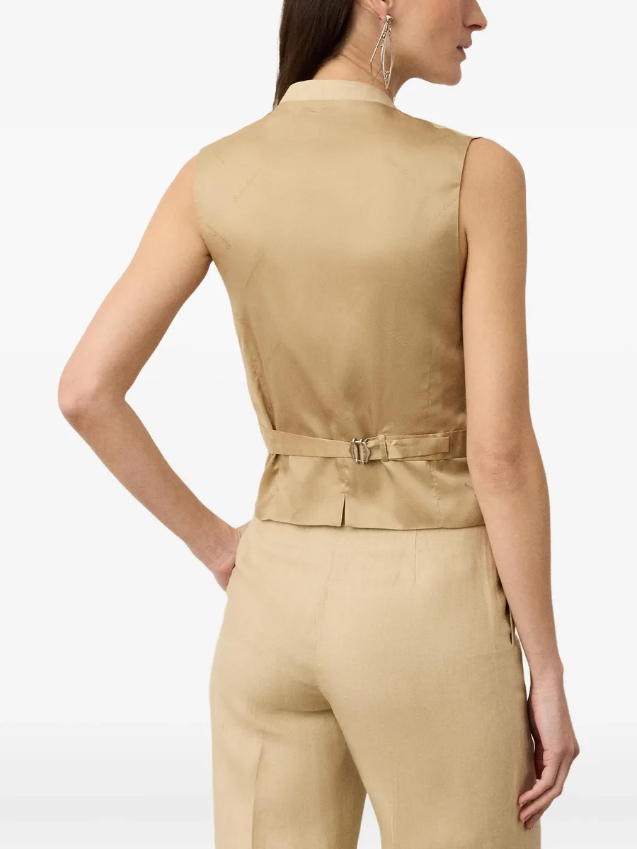 Jaiden V-neck buttoned linen vest 7