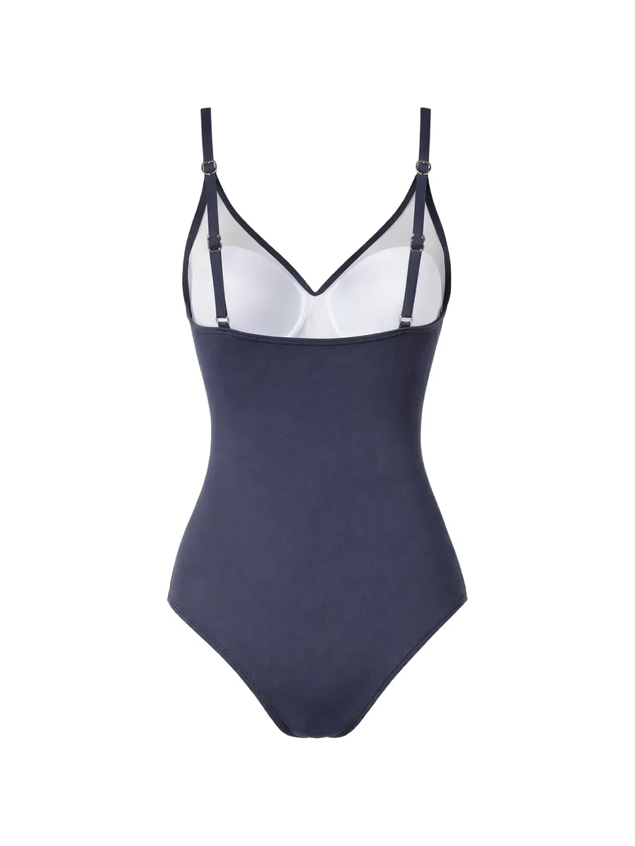 logo V-neck swimsuit 3