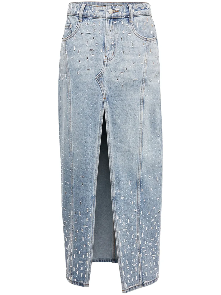 crystal-embellished denim skirt 1