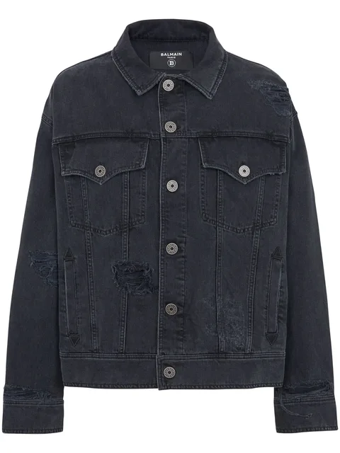 ripped-detail denim jacket
