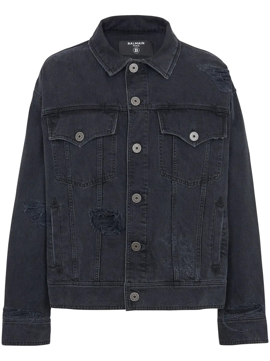 ripped-detail denim jacket 2