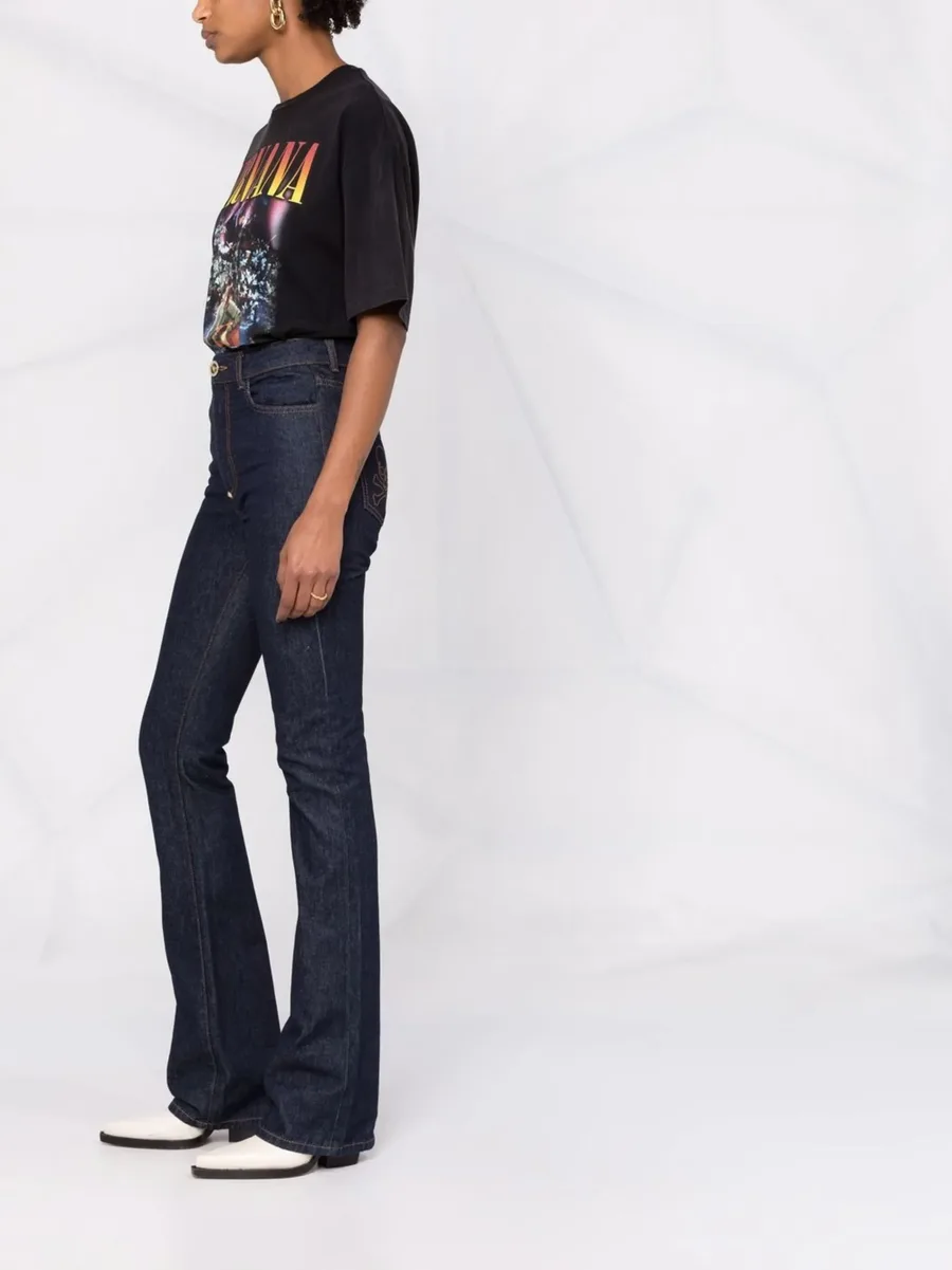 high-waisted flared jeans 7