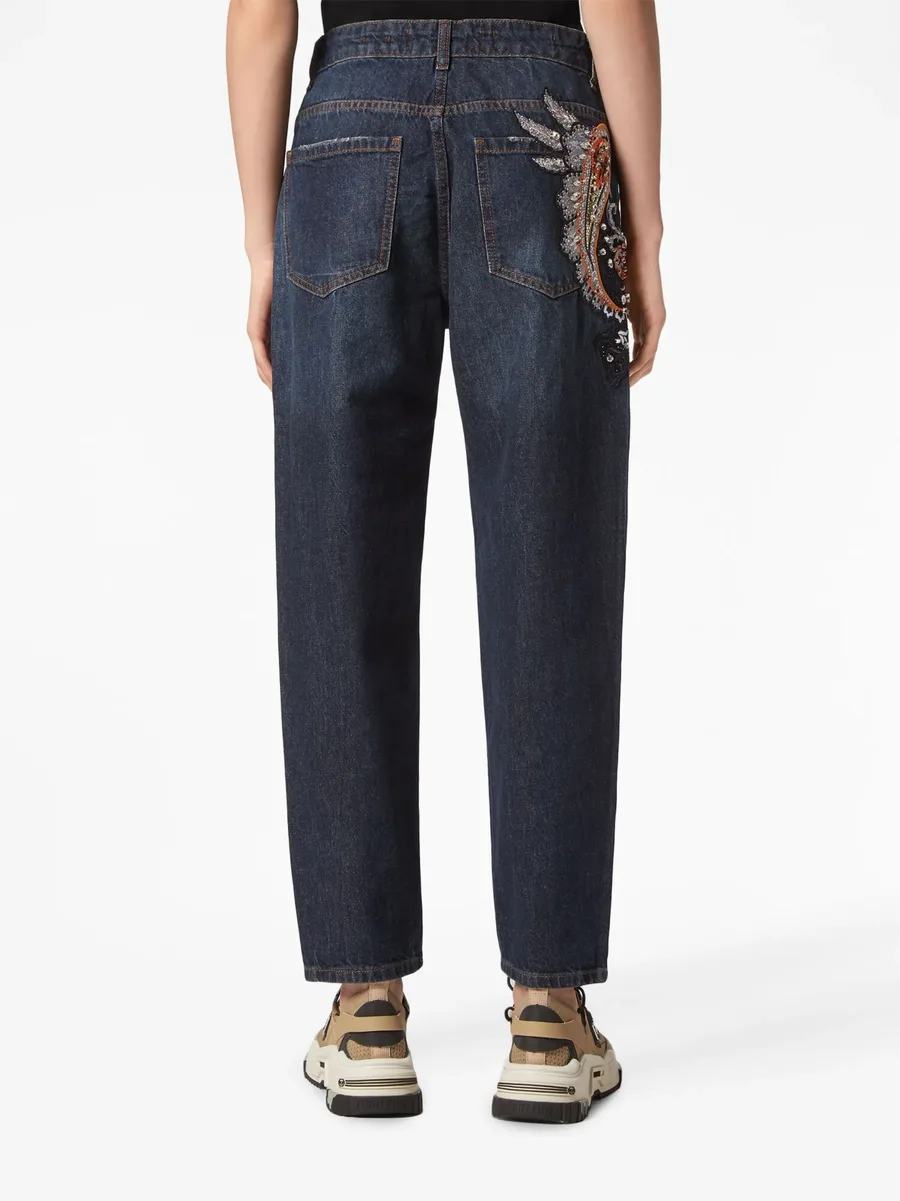 appliqué-detail tapered jeans 7