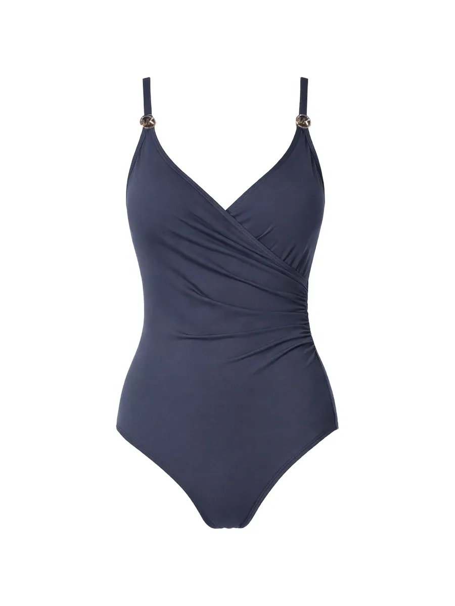 logo V-neck swimsuit 1