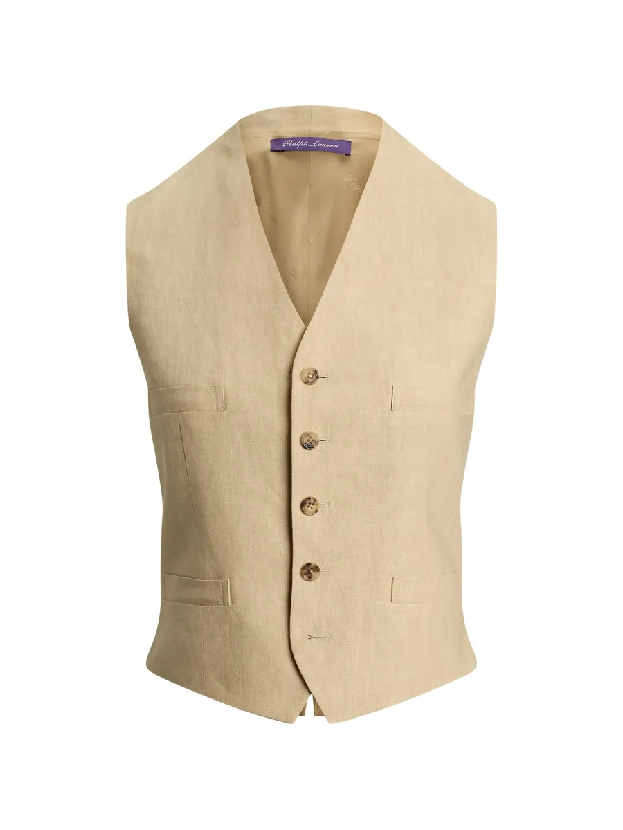 Jaiden V-neck buttoned linen vest 1