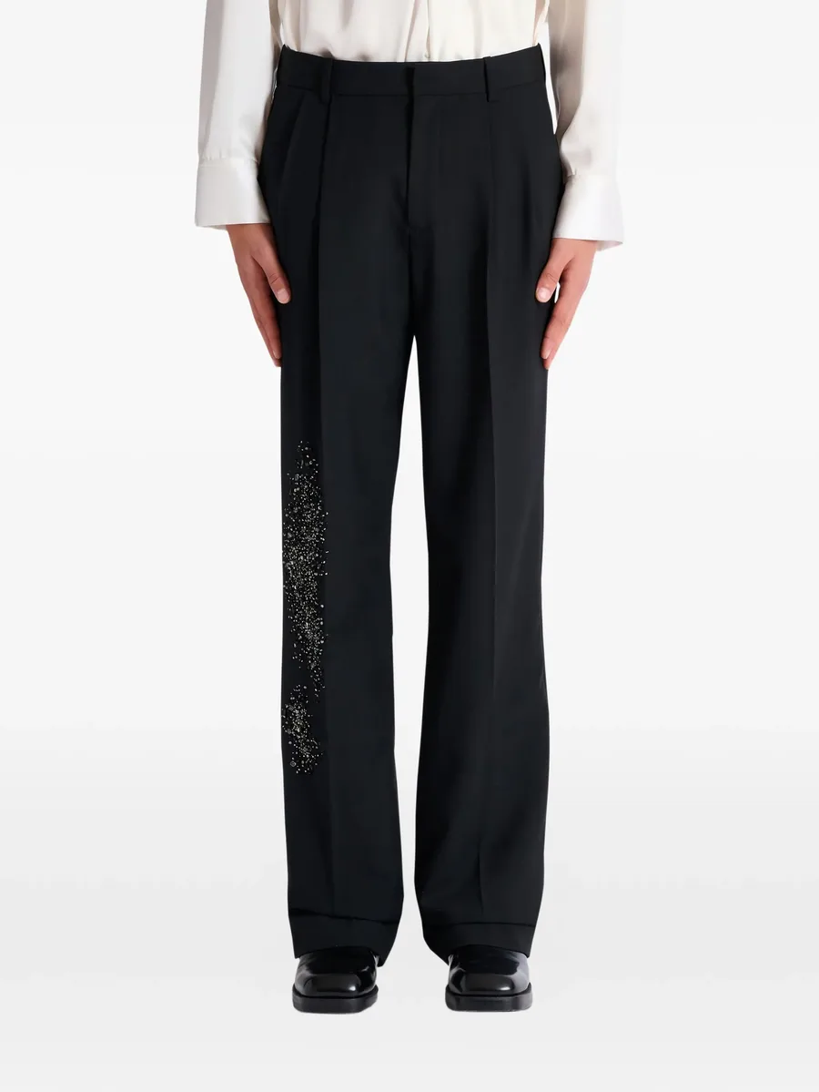 pleated wool trousers with Sand Effect embroidery 10