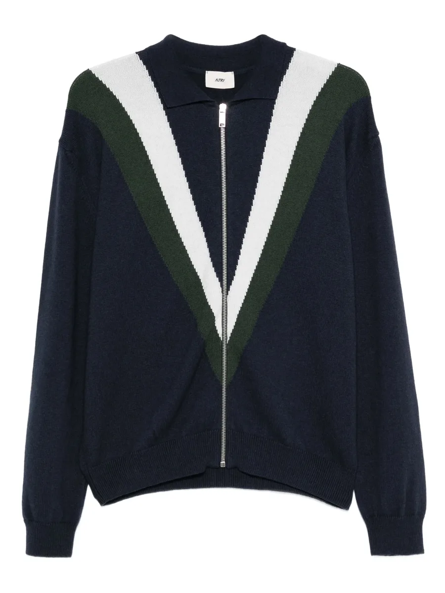 v-neck zip-front cardigan 1