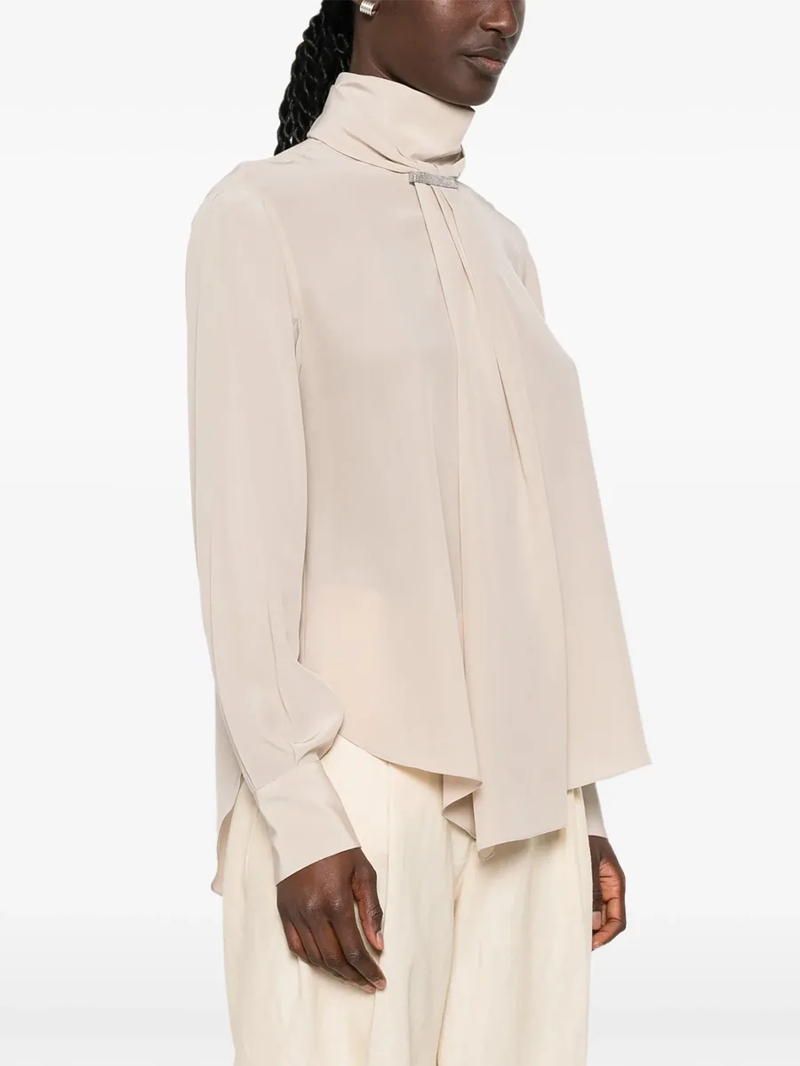 Monili-embellished high-neck blouse 5