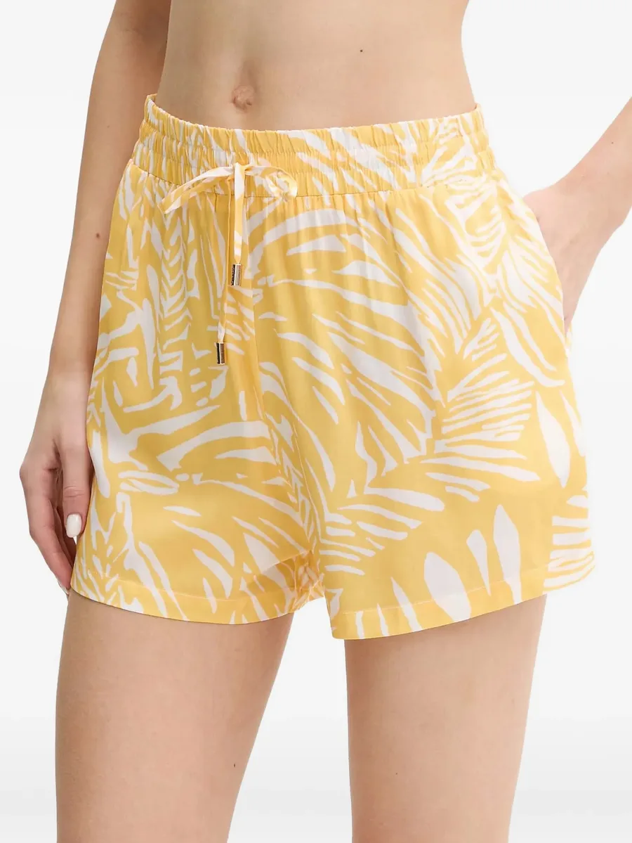 Annie leaf-print drawstring shorts 1