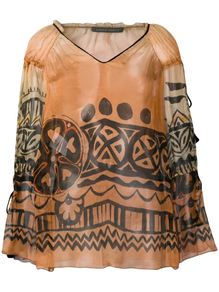 sheer patterned blouse 1