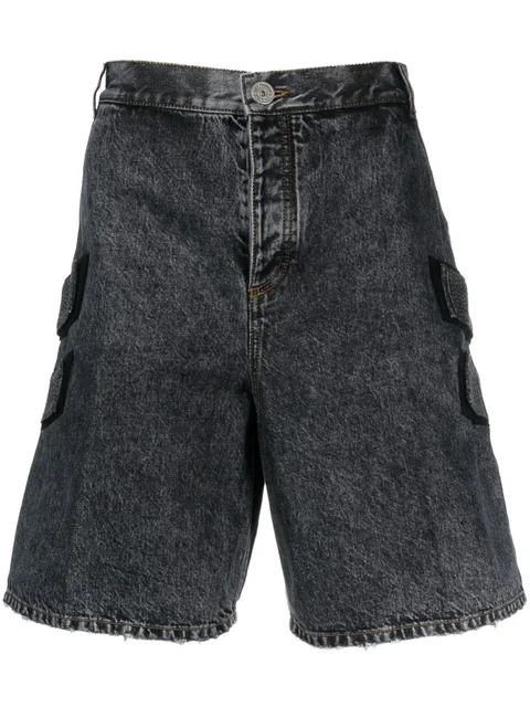 acid-wash denim shorts