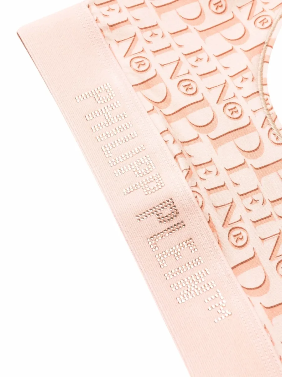 logo-print studded bra 5