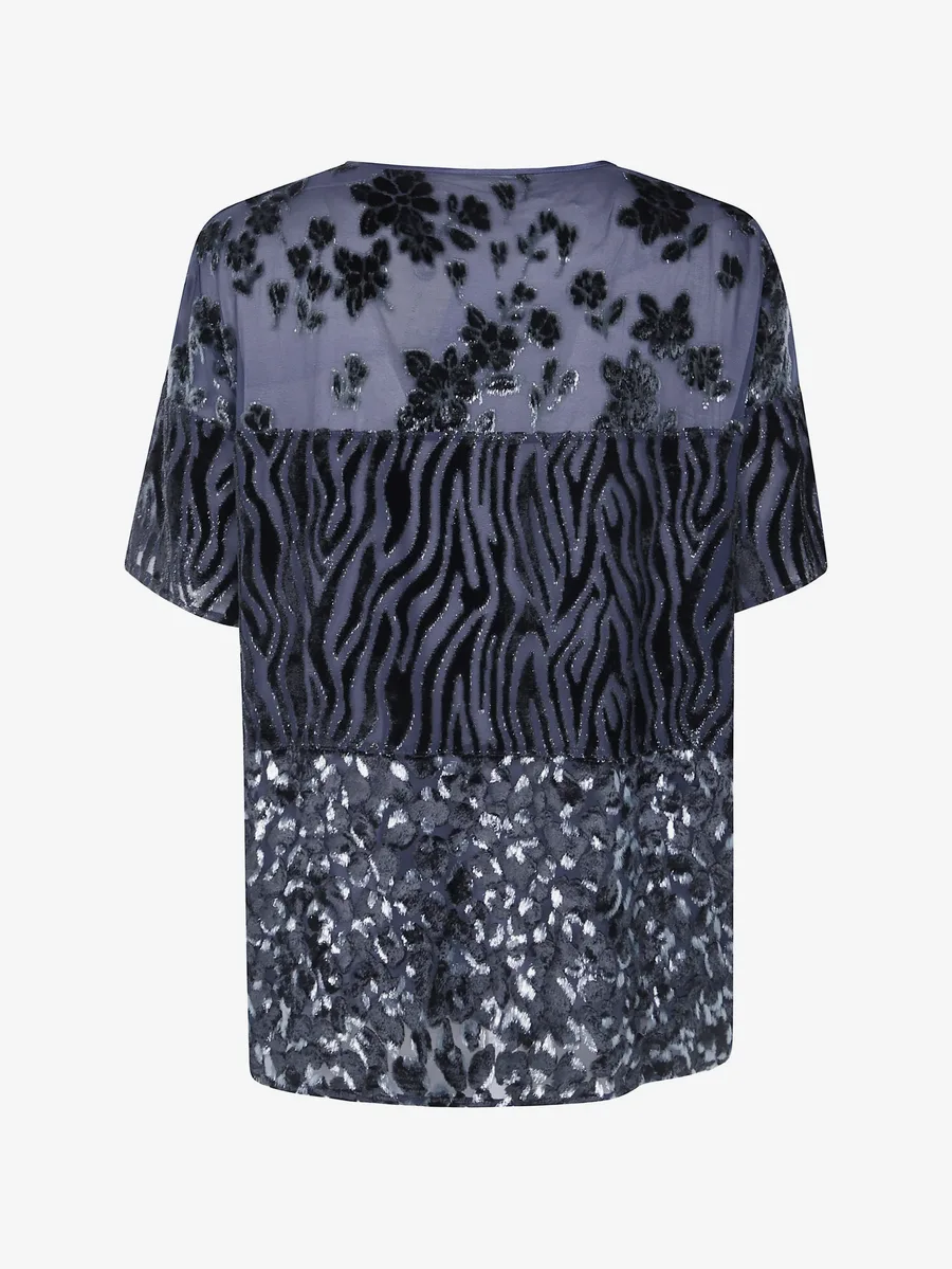 patchwork-pattern devoré T-shirt 2