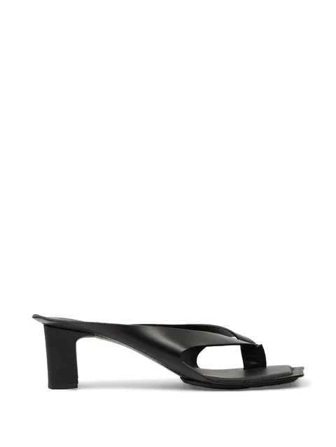 Anatomic leather flip-flop mules