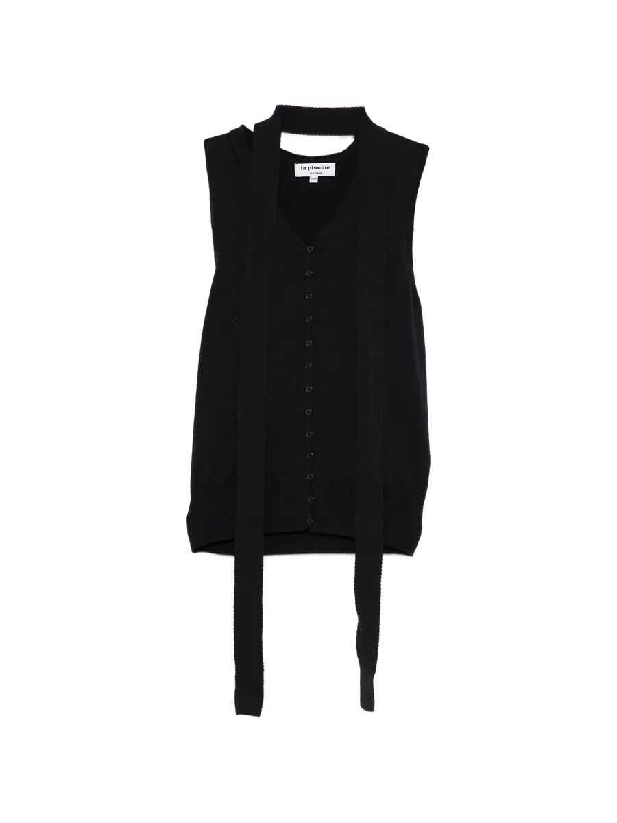 V-neck tie knit vest 1