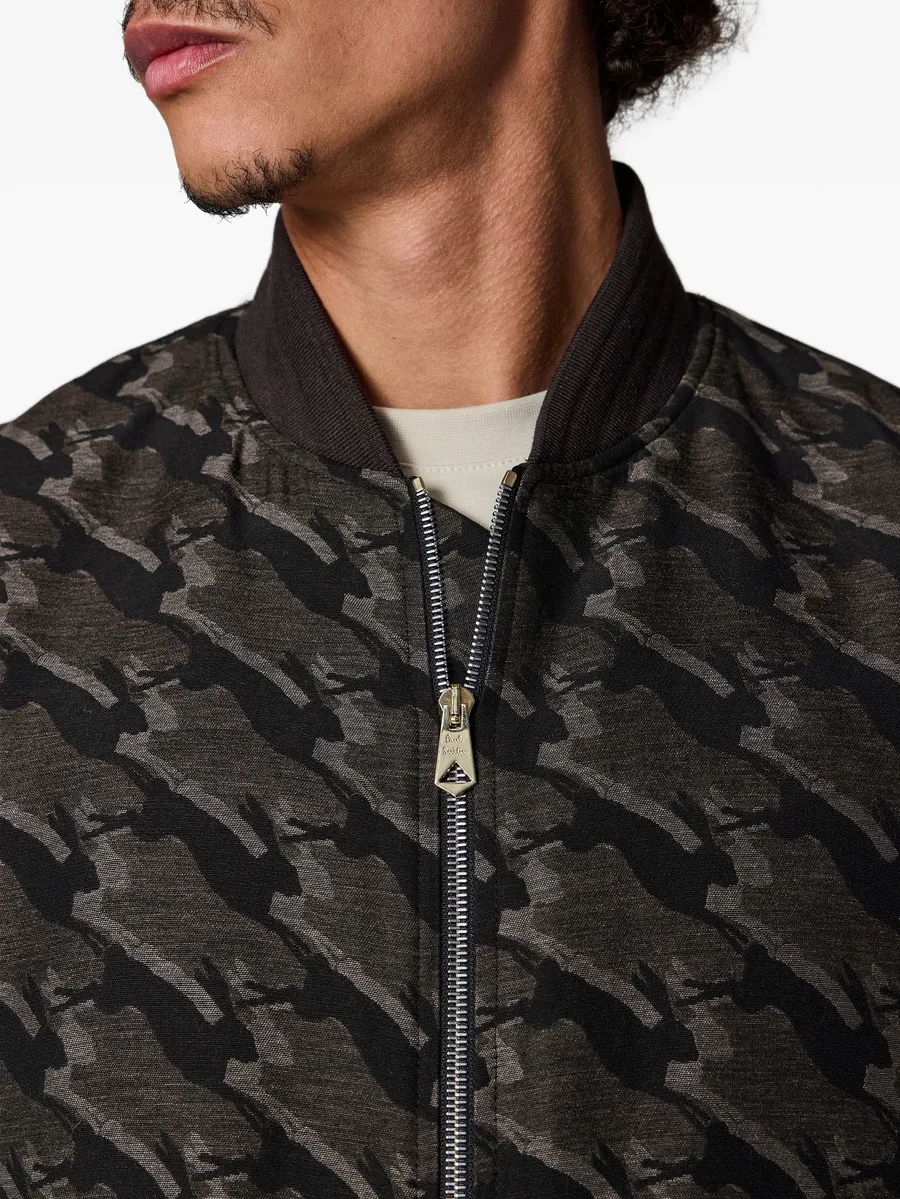 rabbit-patterned zip bomber jacket 10