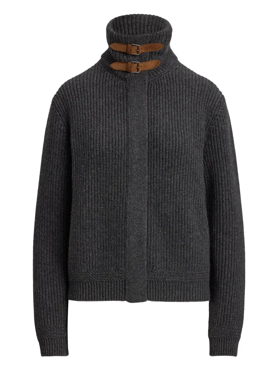 ribbed buckled-neck cardigan 1