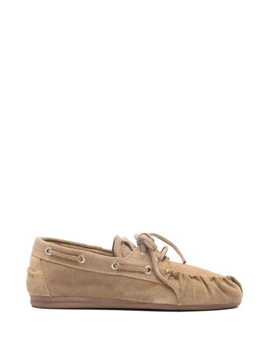 Rowan beige suede tie loafers 2