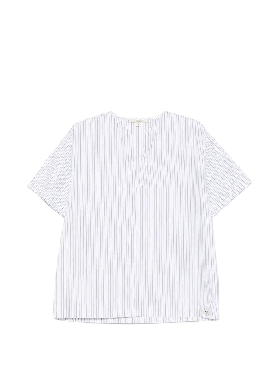 striped V-neck blouse 1