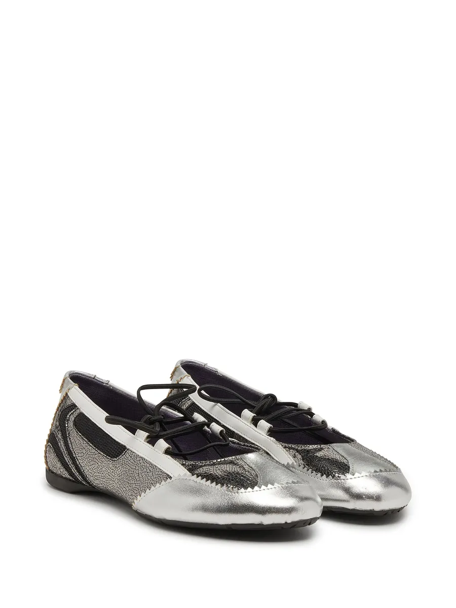 D-Mile-metallic lace-up ballet flats 4