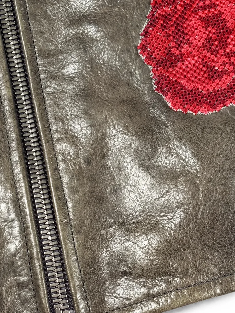 floral embroidery leather jacket 4