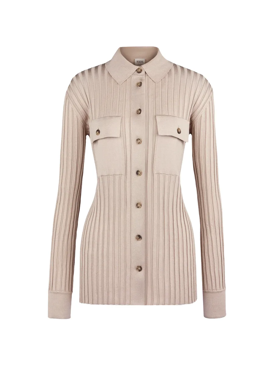 ribbed chest-pocket cardigan 1