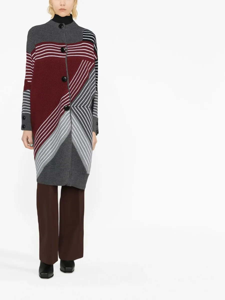 S by S 3D striped virgin wool cardi-coat 3