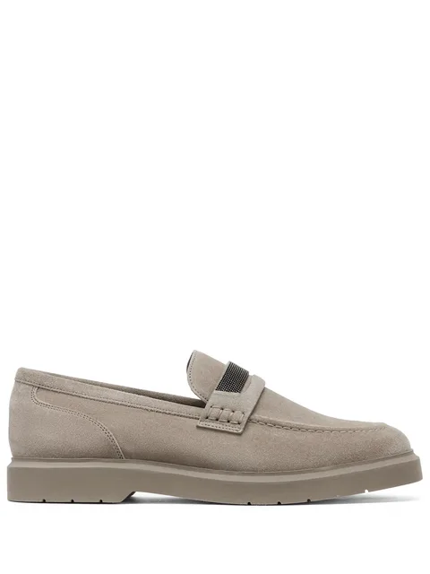 monili-detail suede penny loafers