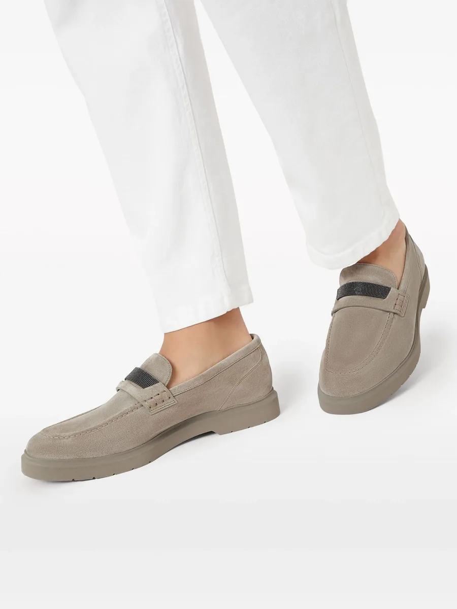 monili-detail suede penny loafers 9