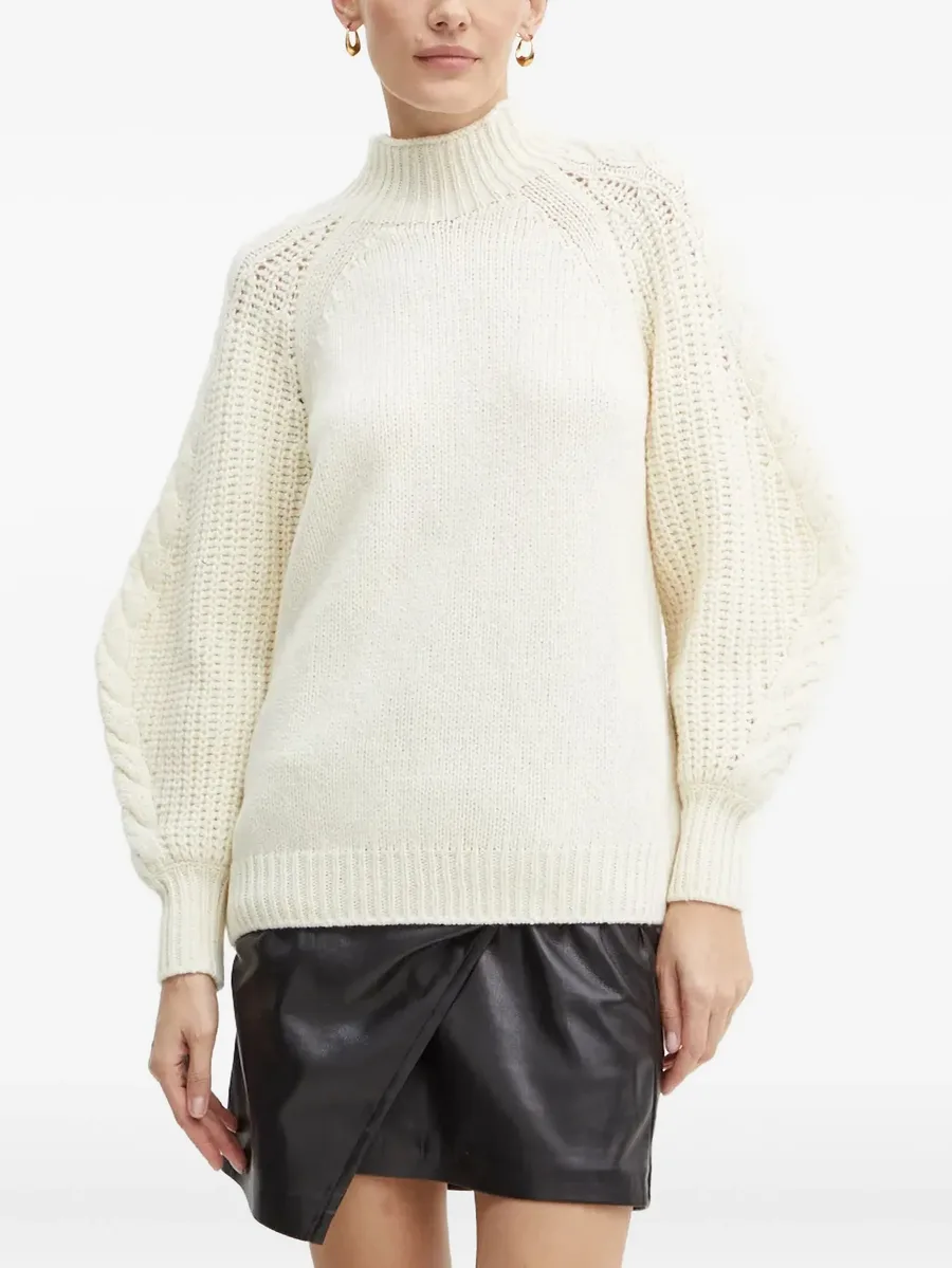 cable-knit balloon-sleeve sweater 1
