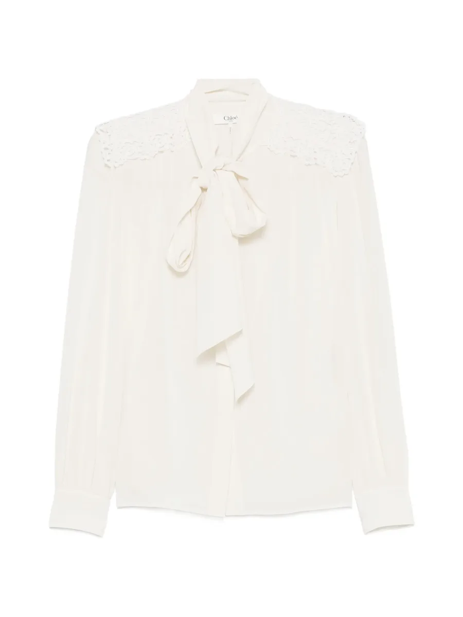 lace-panelled pussy-bow blouse 1