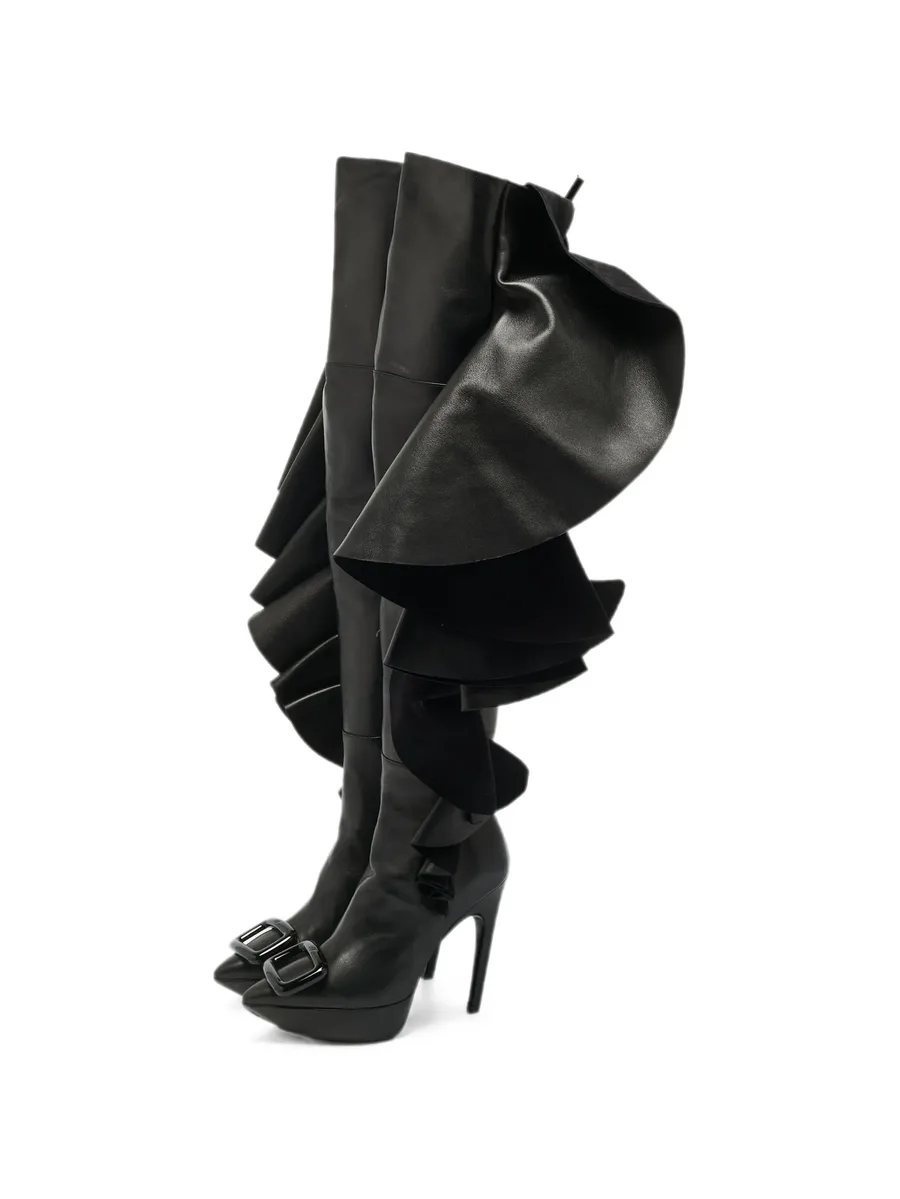 Viv Choc ruffled boots 3