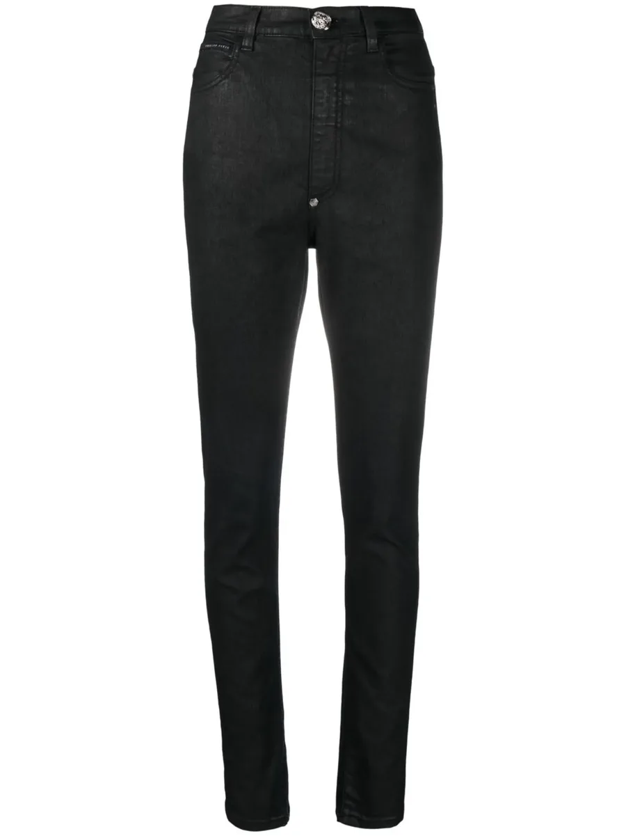 high-waisted denim leggings 1