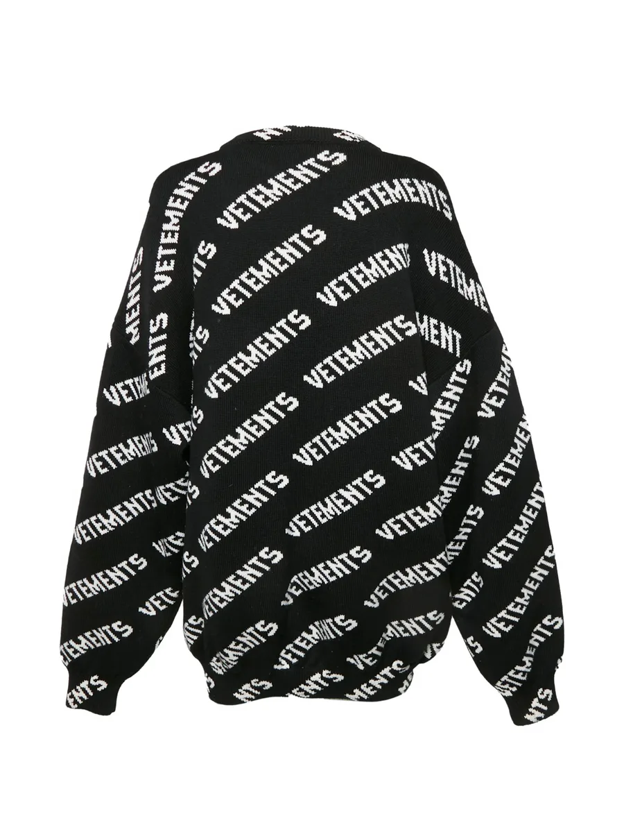 logo-jacquard ribbed knit sweater 3