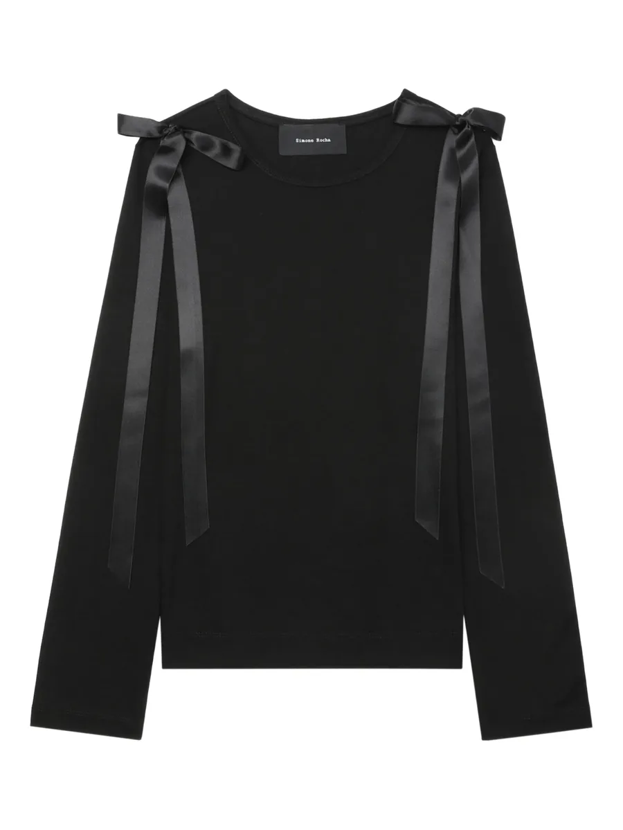 ribbon-detail long-sleeve T-shirt 2