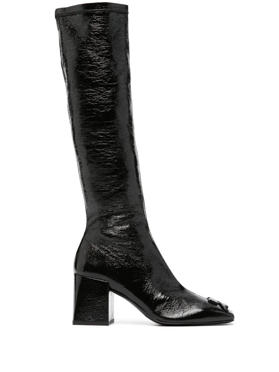 75mm raised-logo leather knee boots 1