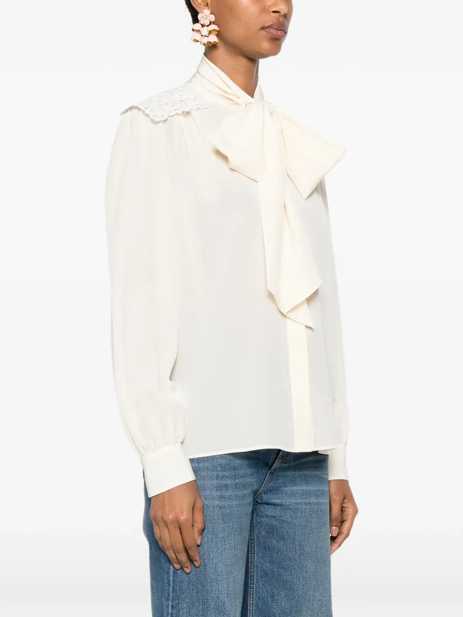 lace-panelled pussy-bow blouse 5